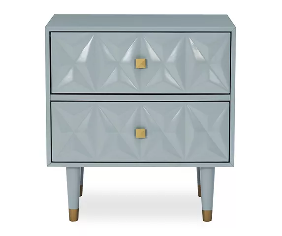 Urban Fresh Gray & Gold 2-Drawer Textured Geometric Nightstand 5 Urban Fresh Gray & Gold 2-Drawer Textured Geometric Nightstand - Image 3