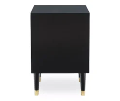Urban Fresh Black & Gold 2-Drawer Textured Geometric Nightstand -Furniture Sale Shop 810543105 4