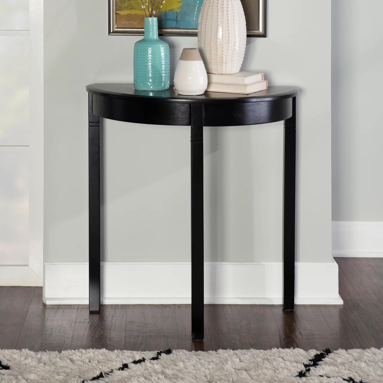 Shirley Black Cherry Transitional Wood Demi Lune Console Table 4 Shirley Black Cherry Transitional Wood Demi Lune Console Table - Image 2