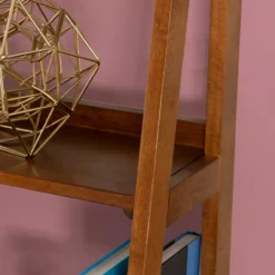 Presley Walnut 5-Shelf Ladder Bookcase -Furniture Sale Shop 810543154 5