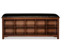 Grant Dark Walnut 10-Cube Cushioned Wood Bench -Furniture Sale Shop 810543196 3