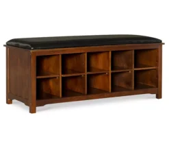 Grant Dark Walnut 10-Cube Cushioned Wood Bench -Furniture Sale Shop 810543196 4