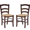 Bordeaux Walnut Handwoven Ladder Back Side Chairs, 2-Pack