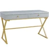 Glam Gray & Gold 2-Drawer Campaign Desk -Furniture Sale Shop 810543219 A0 1
