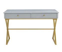 Glam Gray & Gold 2-Drawer Campaign Desk 18 Glam Gray & Gold 2-Drawer Campaign Desk -Furniture Sale Shop 810543219 A0 2