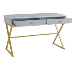 Glam Gray & Gold 2-Drawer Campaign Desk 19 Glam Gray & Gold 2-Drawer Campaign Desk -Furniture Sale Shop 810543219 A0 5