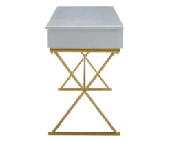 Glam Gray & Gold 2-Drawer Campaign Desk 20 Glam Gray & Gold 2-Drawer Campaign Desk -Furniture Sale Shop 810543219 A1 3