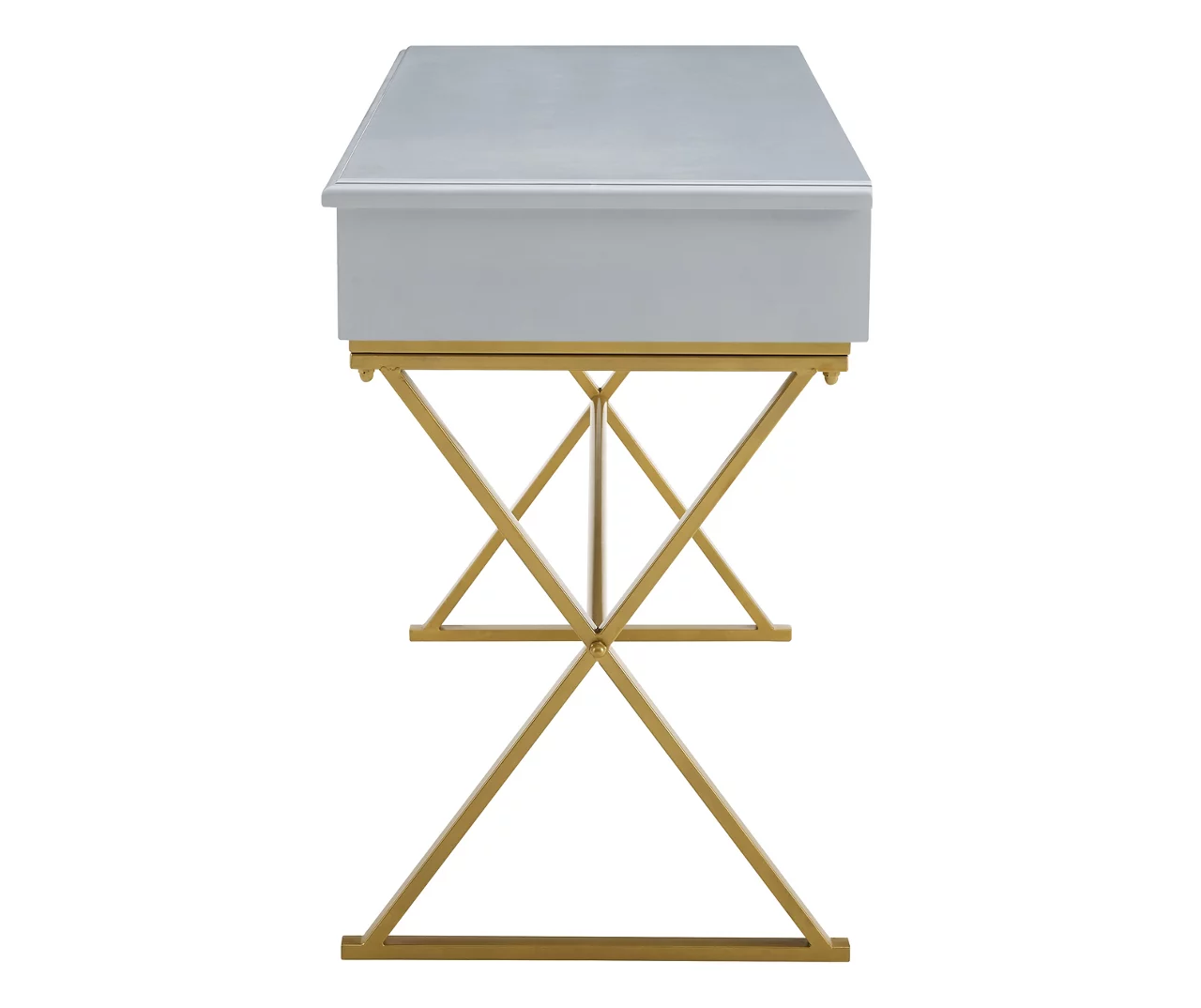 Glam Gray & Gold 2-Drawer Campaign Desk 10 Glam Gray & Gold 2-Drawer Campaign Desk - Image 8