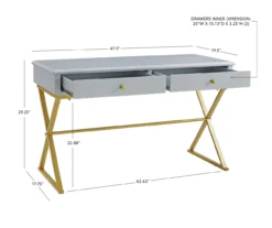 Glam Gray & Gold 2-Drawer Campaign Desk 23 Glam Gray & Gold 2-Drawer Campaign Desk -Furniture Sale Shop 810543219 D8 11