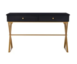 Glam Black & Gold 2-Drawer Campaign Desk 9 Glam Black & Gold 2-Drawer Campaign Desk -Furniture Sale Shop 810543220 3