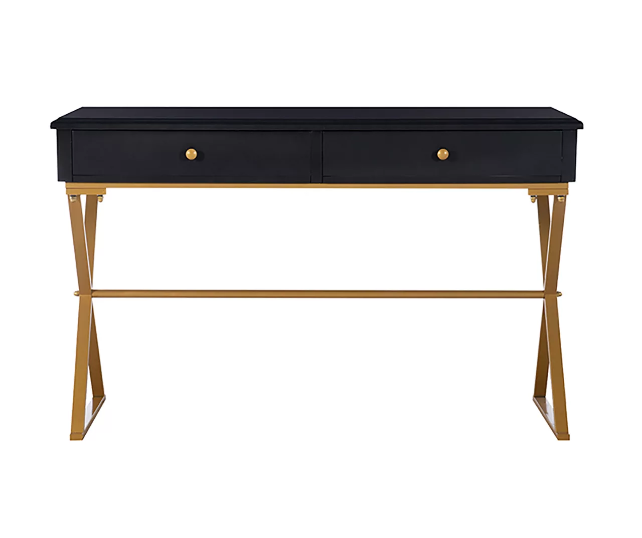 Glam Black & Gold 2-Drawer Campaign Desk 5 Glam Black & Gold 2-Drawer Campaign Desk - Image 3