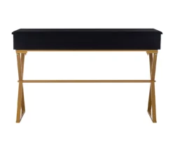 Glam Black & Gold 2-Drawer Campaign Desk 10 Glam Black & Gold 2-Drawer Campaign Desk -Furniture Sale Shop 810543220 4