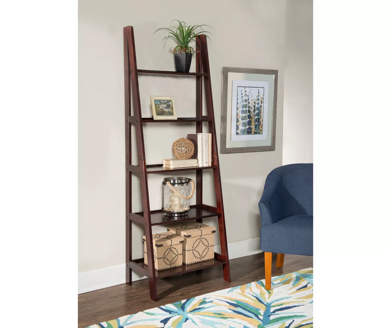 Boston Espresso 5-Shelf Wooden Ladder Bookcase 3 Boston Espresso 5-Shelf Wooden Ladder Bookcase
