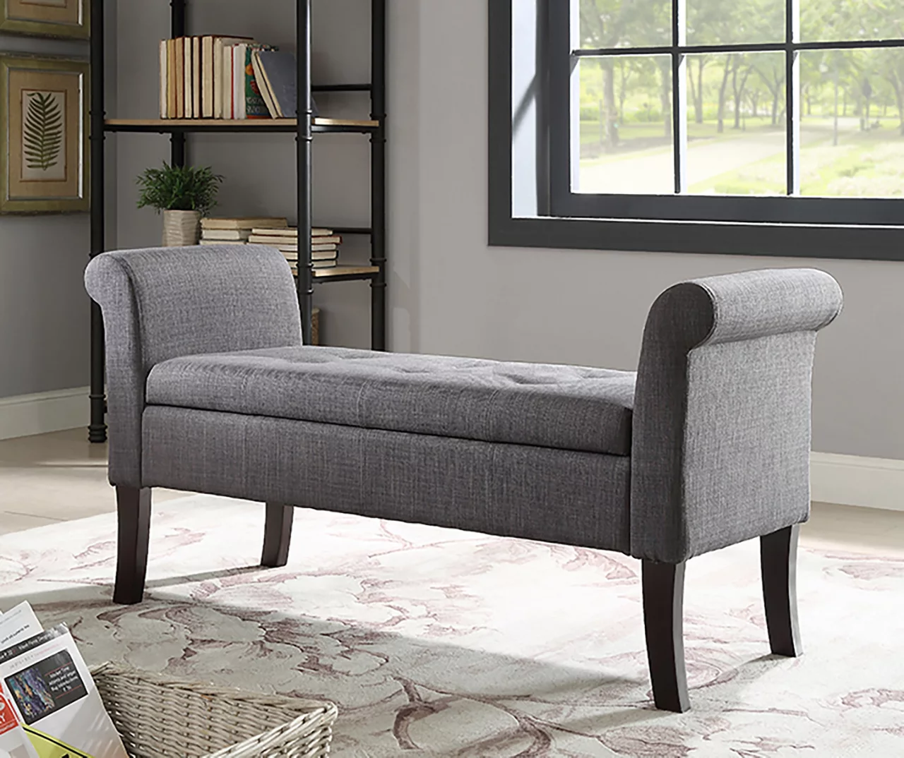 Emery Charcoal Tufted Fabric Storage Bench 4 Emery Charcoal Tufted Fabric Storage Bench - Image 2