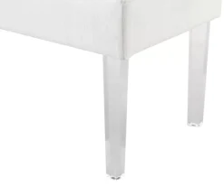 Marie Glitz White Tufted Linen Acrylic Leg Bench -Furniture Sale Shop 810543267 A8 1