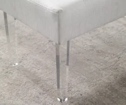 Marie Glitz White Tufted Linen Acrylic Leg Bench -Furniture Sale Shop 810543267 B8