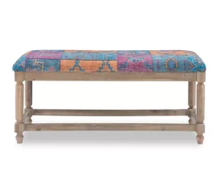 Moroccan Tapestry Upholstered Rustic Driftwood Bench -Furniture Sale Shop 810543273 5
