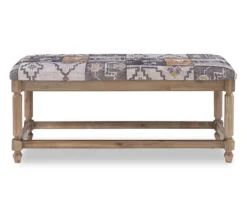 Gray Moroccan Tapestry Upholstered Rustic Driftwood Bench 11 Gray Moroccan Tapestry Upholstered Rustic Driftwood Bench -Furniture Sale Shop 810543274 5