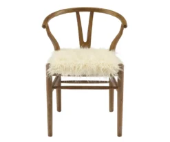 Emmitt Gray & Brown Faux Fur Wishbone Chair -Furniture Sale Shop 810543298 A0 2