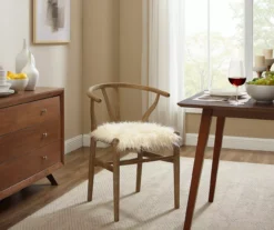 Emmitt Gray & Brown Faux Fur Wishbone Chair -Furniture Sale Shop 810543298 A0 9
