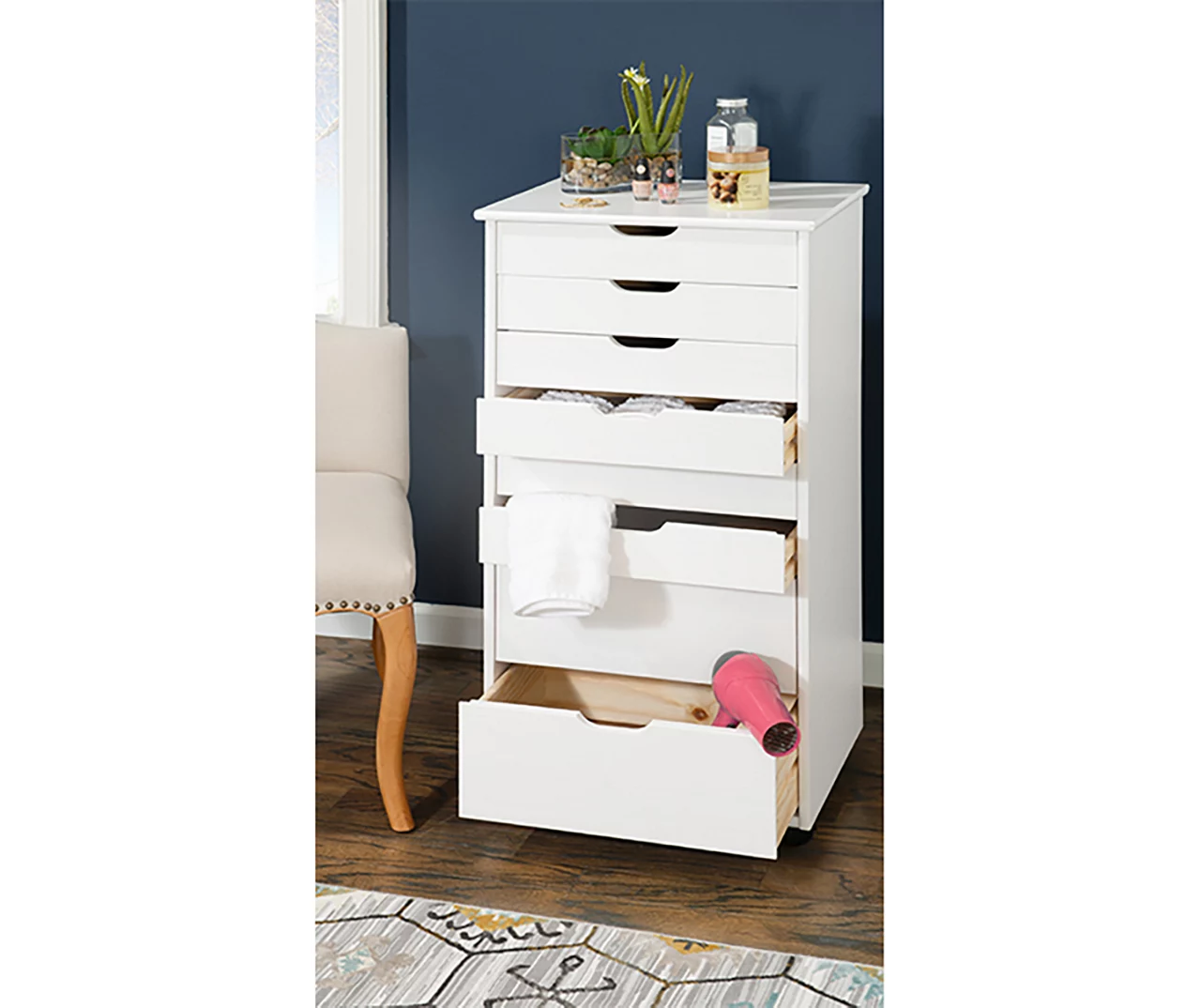Craft Mate White Wood 8-Drawer Rolling Storage Cart 4 Craft Mate White Wood 8-Drawer Rolling Storage Cart - Image 2