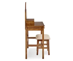 Laura 2-Piece Walnut & Beige 6-Drawer Tilting Mirror Vanity Set 8 Laura 2-Piece Walnut & Beige 6-Drawer Tilting Mirror Vanity Set -Furniture Sale Shop 810543314 4