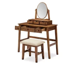 Laura 2-Piece Walnut & Beige 6-Drawer Tilting Mirror Vanity Set 9 Laura 2-Piece Walnut & Beige 6-Drawer Tilting Mirror Vanity Set -Furniture Sale Shop 810543314 5
