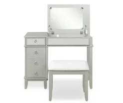 Jasmine 2-Piece White 1-Drawer Lifting Mirror Vanity Set -Furniture Sale Shop 810543315 5