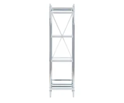 Hawkins Chrome & Glass 4-Tier Shelf -Furniture Sale Shop 810543325 4