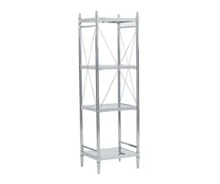 Hawkins Chrome & Glass 4-Tier Shelf -Furniture Sale Shop 810543325 5