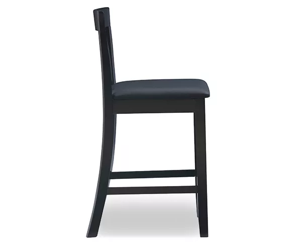 Kane Black Upholstered Vinyl Padded Craftsman Counter Stool 7 Kane Black Upholstered Vinyl Padded Craftsman Counter Stool - Image 5