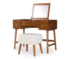 Merci 2-Piece White & Walnut 2-Drawer Lifting Mirror Vanity Set 9 Merci 2-Piece White & Walnut 2-Drawer Lifting Mirror Vanity Set -Furniture Sale Shop 810543353 5