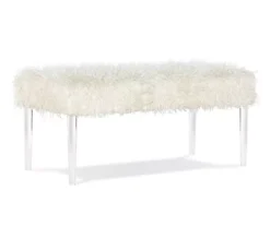 Cara White Faux Fur Acrylic Leg Bench -Furniture Sale Shop 810543373 4