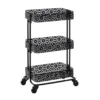 Mabry Black 3-Tier Pierced Floral Rolling Cart 1 Mabry Black 3-Tier Pierced Floral Rolling Cart -Furniture Sale Shop 810543382 1