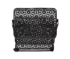 Mabry Black 3-Tier Pierced Floral Rolling Cart -Furniture Sale Shop 810543382 5