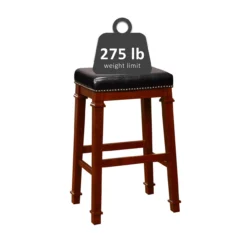 Clark Dark Cherry & Black Upholstered Faux Leather Backless Bar Stool -Furniture Sale Shop 810543402 5