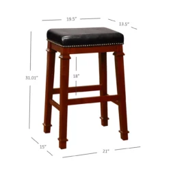 Clark Dark Cherry & Black Upholstered Faux Leather Backless Bar Stool -Furniture Sale Shop 810543402 6