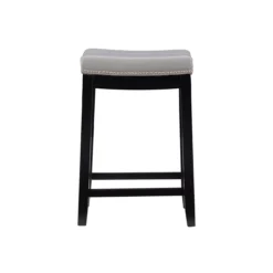 Brooke Gray & Black Faux Leather Backless Padded Counter Stool -Furniture Sale Shop 810543418 3