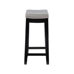 Brooke Gray & Black Faux Leather Backless Padded Counter Stool -Furniture Sale Shop 810543418 4