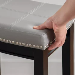 Brooke Gray & Black Faux Leather Backless Padded Counter Stool -Furniture Sale Shop 810543418 6