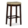 Brooke Beige & Dark Brown Faux Leather Backless Padded Bar Stool -Furniture Sale Shop 810543427 1