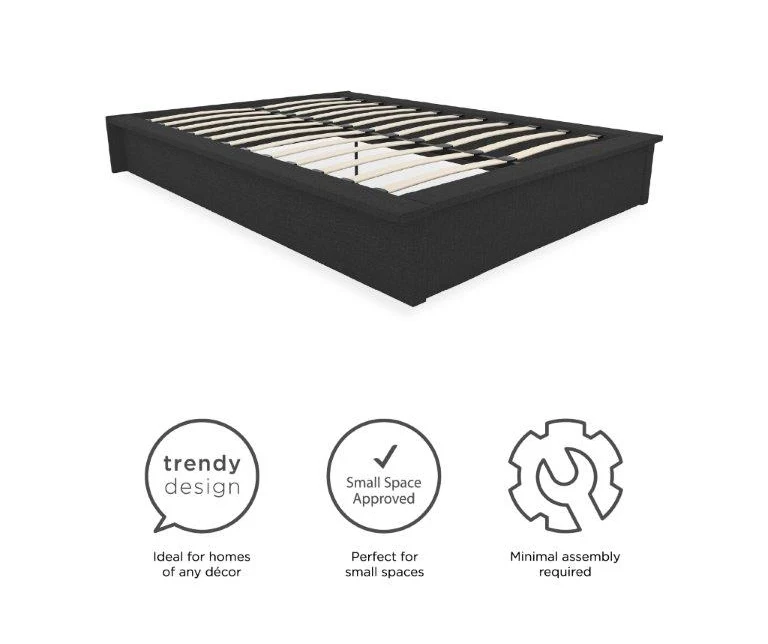 DHP Micah Gray Linen Queen Platform Bed 6 DHP Micah Gray Linen Queen Platform Bed - Image 4