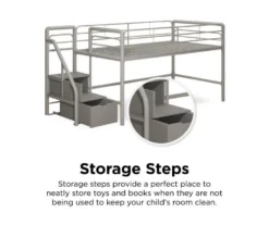 DHP Kaden Gray Junior Twin Loft Bed With Storage Steps -Furniture Sale Shop 810543776 3