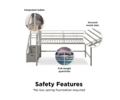 DHP Kaden Gray Junior Twin Loft Bed With Storage Steps -Furniture Sale Shop 810543776 4