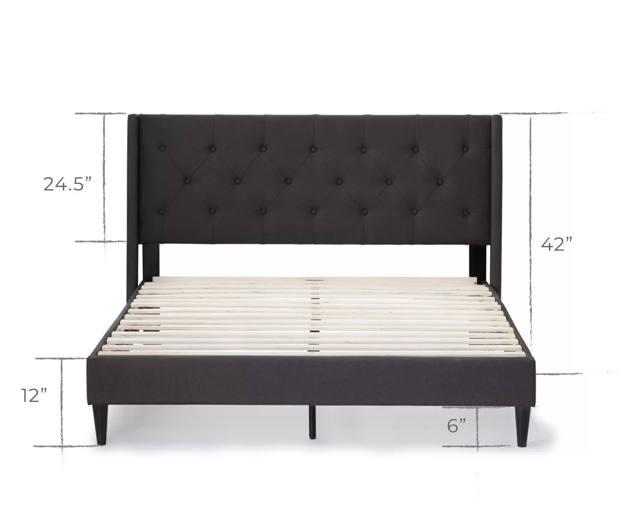Isabelle Charcoal Upholstered Twin Wingback Bed 5 Isabelle Charcoal Upholstered Twin Wingback Bed - Image 3