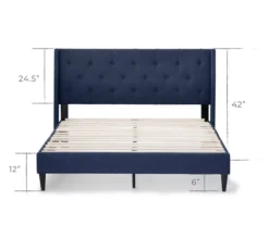 Isabelle Navy Upholstered Twin Wingback Bed -Furniture Sale Shop 810547602 810547606 810547614 810547610 3 1