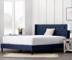Isabelle Navy Upholstered Twin Wingback Bed -Furniture Sale Shop 810547602 810547606 810547614 810547610 5 1