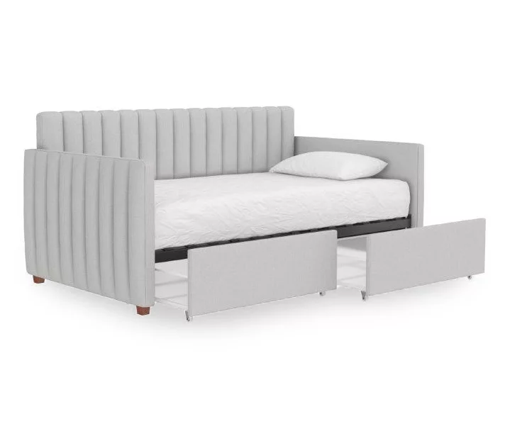 Brittany Gray Linen Upholstered Twin Storage Daybed 8 Brittany Gray Linen Upholstered Twin Storage Daybed - Image 6