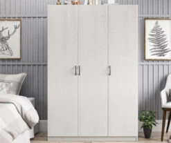 Ivory Oak 3-Door Storage Wardrobe -Furniture Sale Shop 810561398 1