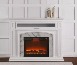 62" Grand White Faux Marble Electric Fireplace -Furniture Sale Shop 810570728 3